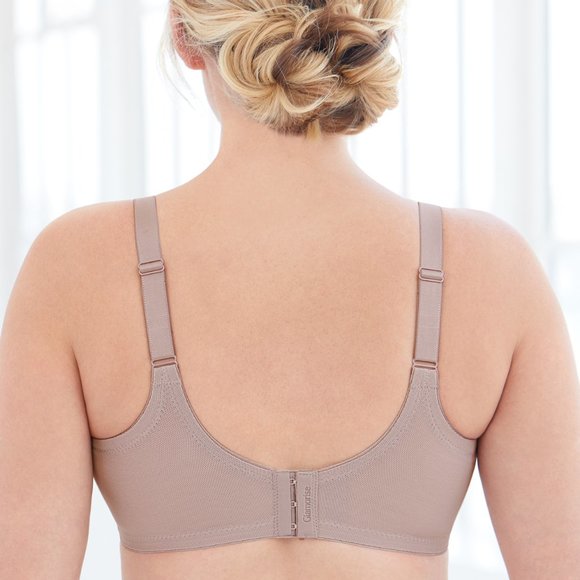 Glamorise 50H Plus-Size COMFORT LIFT Bra Wireless-Support SOFT-LACE Taupe NEW - Picture 9 of 13